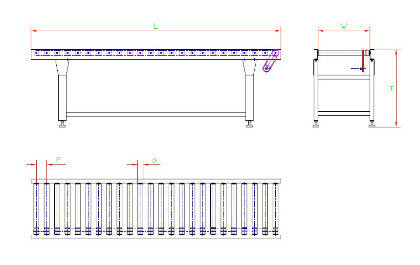 Drive Roller Conveyor — machine structure drawing