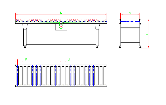 Drive Roller Conveyor — machine structure drawing