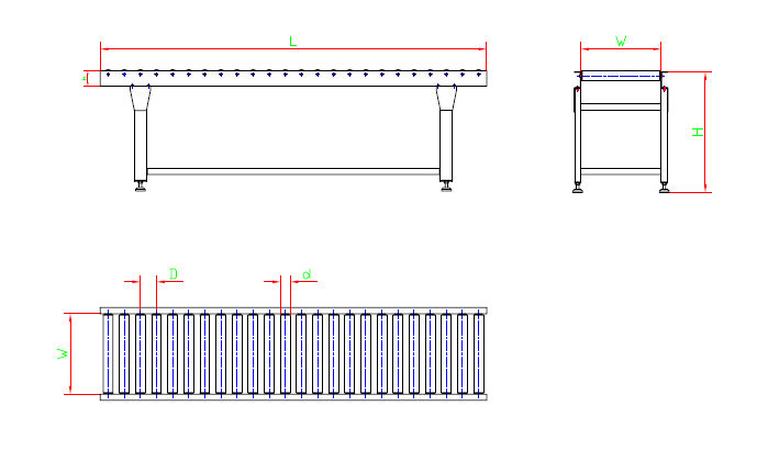 Free Roller Conveyor — machine structure drawing
